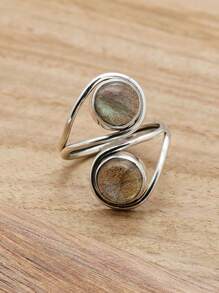 Labradorite 925 Sterling Silver Gemstone Adjustable Ring - Labradorite - View 2
