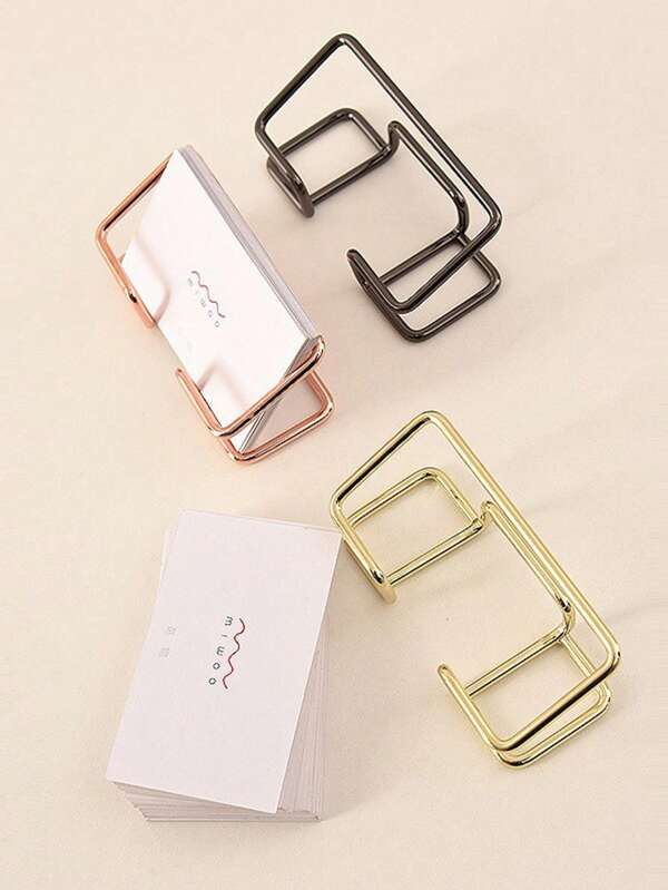 1pc Premium Metal Business Card Holder - Sleek Desktop Display Stand For Office, Minimalist Design, Durable Iron Construction, Simple Design, Home Office Desk Organizer For Professional Use, Office Decor, Home Decor