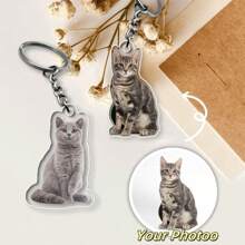 1pc Customized Pet Photo Keychain, Personalized Doll Face Keychain, Pet Portrait Keychain, Dog Keychain, Pet Keychain, Pet Memorial Gift,Durable,Colorful,Cute,Adorable,Funny,Kawaii,Y2K,Stylish,Unisex,Casual,Custom,Personalized,Unique,Customized,Ideal Gifts For Him,Ideal Gifts For Her,Her,Boyfriend,Girlfriend,Family,Friends
