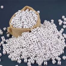 100/1000pcs/Pack White Background Black Letter Beads, 6mm Acrylic Square English Letter Beads, DIY Jewelry Making Supplies, Decorative Accessories | Overflowing Beads | Durable Bead Material For Jewelry Making