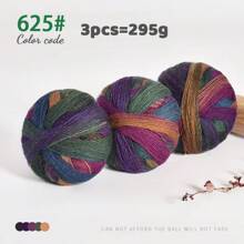 300g Ombre Rainbow Yarn Balls, Multi-Color Long Gradient Dye Wool Yarn For DIY Knitting Crafts, 3pcs/Pack