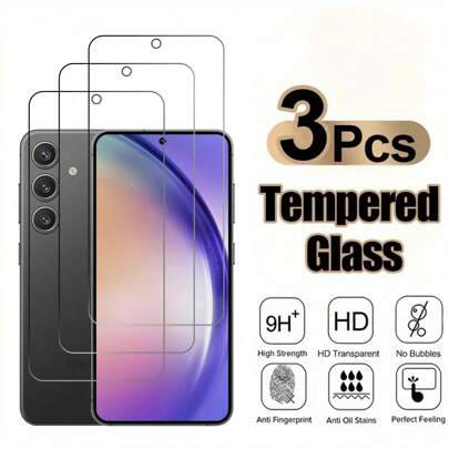 [Pacote com 3] Protetor de tela de vidro temperado Galaxy com dureza 9H, antirrisco, sem bolhas, fácil instalação, compatível com Samsung Galaxy S23 FE, Galaxy A16/A15/A15 5G, A25 5G, A05s/A05, A14, A24, A34 5G, A54 5G, A14, A04e, A04/A04s, A13 5G, A23 5G, A03, A13, A14 5G, A16 5G