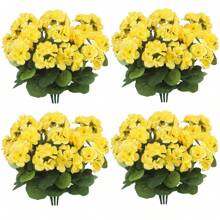 1/2/4pcs Artificial Shrubs Geraniums - Realistic Pink Flowers With Green Foliage For Indoor & Outdoor Decor, Perfect For Garden, Porch, Patio, Window Box, And Hanging Planter, Garden Decor , Maintenancefree Plants, Artificial Outdoor Flowers Shrubs