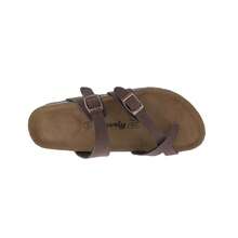 Women's Slide Sandals Adjustable Buckle Open Toe Slip-On Cork Footbed Slides Toe Loop Cross Strap Flat Sandal Comfort Casual Summer Slippers Shoes - 棕色 - 查看 2