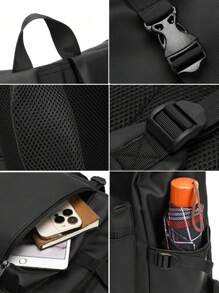 男士新款黑色防水翻盖背包，商务旅行通勤办公笔记本电脑包，休闲户外健身书包，中学生礼品包