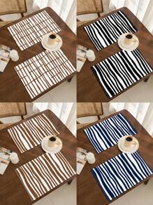 2/4pcs Simple Geometric Square Placemats, Abstract Neutral Style Artwork In Black & White, Blue, And Brown Linen Tablemats, Suitable For Daily Dining Table, Kitchen, Dining Room Decor, Home Decor, Holiday Decor, Tabletop Decor, Outdoor Picnic Decor, And Gifts, 12x16.5 Inches