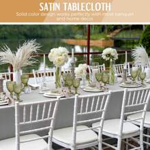 1件缎面桌布，可水洗涤纶桌布，防污防皱，适合派对、婚礼、生日活动