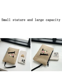 印有首字母和花环图案便携式零钱包、手拿钱包、便携式小包、适合送礼、旅行小包装、轻便储物袋、旅行洗衣拉链袋 - 非常适合旅行和度假派对、节日化妆包 - 送给朋友、家人或自己的完美礼物 - 旅行包，男女皆宜