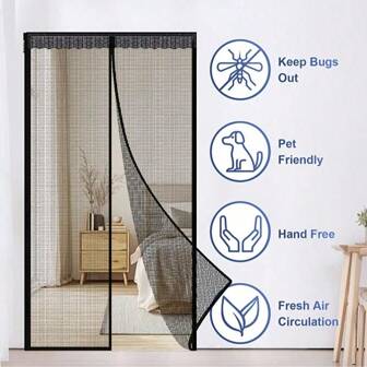 1 件经典格子磁力屏障门，自密封网格隔板，带头带，防污，宠物友好，艺术与狗主题，无需电源，适用于所有房间类型，适用于不同门类型