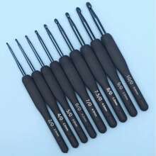 9 件套红色钩针硅胶手柄铝制钩针套装 DIY 编织针用于毛衣编织缝纫针织工具