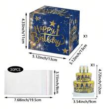 32pcs Blue Birthday Party Gift Surprise Box With Greeting Cards