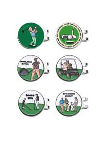 6 Pcs Golf Hat Clip, Simple Metal New Cartoon Pin, Fun Decorative Emblem Golf Hat Emblem, Golf Enthusiasts, Golf Cart Green Forks, Detachable Golf Enthusiast Brooches,Fashionable And Creative Metal Magnet GoldMark Brand New Ball Position Mark Accessories, Gift For Friends - Multicolor - View 9