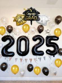 Set decorativo de 25 globos para graduación 2025, incluye gorro de graduación, globos de látex, adecuado para fiestas de graduación de primaria, secundaria y universidad 2025, decoraciones para aniversarios, decoración de aulas, props fotográficos, artículos para ceremonias de graduación - Ver 7