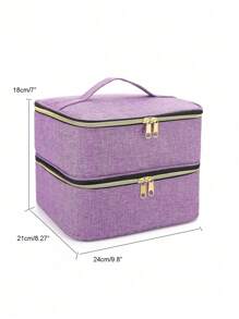 Nail Polish Organizer Handheld Double Layer Cosmetic Organizer Tote Bag For Girls And Women Nail Art, Essential Oil, Cosmetic Set Daily Travel Use Holiday Essentials Holiday Travel Essentials Travel Bag Travel Accessories Graduation - Purple - View 3