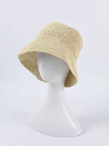 Women Beach Classic Straw Hat, Women Spring And Summer Beach Sun Hat, Versatile Bucket Hat, Sun Protection - Camel - View 5