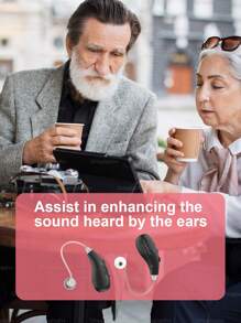 2pcs RIKYA Rechargeable Hearing Aid Headphones, USB Charging, Up To 36V, 30mAh Battery, Barrier-Free Communication. Skin/Black/White Is Available In Three Colors.
