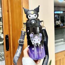 Tumbler grande da 20,29 once con cannuccia in acciaio inox 316, isolato, marchio Sanrio, tazza in stile personaggio Sanrio adatta per tutti i periodi dell'anno, ideale come regalo per la famiglia, resistente, per auto e attività all'aperto