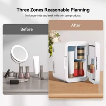 Mini Fridge LED Mirror Portable Cooler Warmer Table Top Bedroom Makeup 4L UK - White - View 6