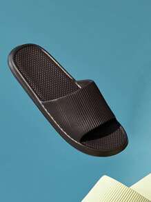 1pc Home/Travel Soft & Bounce Back Strap Slippers, High Visual Appeal, Non-Slip Slide Sandals - Black - View 4