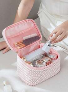 3er Set Kordsamt Make-up Taschen, bestickte Kosmetiktasche, Reise-Kulturtasche, Make-up Organizer, Reise-Kulturtasche, süße Make-up Tasche für Frauen und Mädchen, reisefreundlicher Organizer für Werkzeuge und Zubehör
