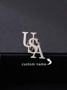 1 pieza Broche con iniciales y abreviatura personalizada para mujeres y hombres, broche de traje de acero inoxidable personalizado, joyería unisex, regalo de Navidad para novio o esposo - Multicolor - Ver 1