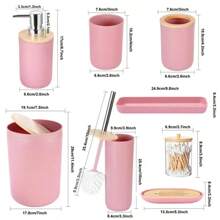 5 Pcs/ 9 PCS Bathroom Accessories Set, With Trash Can, Soap Dispenser And Toothbrush Holder Back To School - 5PCS - View 5