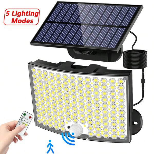 1/2 Stück 268 LEDs Outdoor Solar Wandleuchten, Solar Außenbeleuchtung mit Bewegungssensor, Solar Flutlicht 5 Lichtmodi von Dämmerung bis Morgengrauen, wasserdichte Wandleuchte mit Fernbedienung für Hof, Garten, Garage, Terrasse, Außenbereich