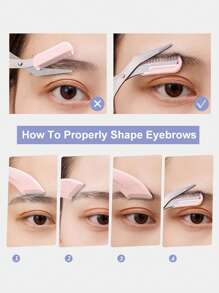 Set de 4 piezas/2 piezas/1 pieza de recortadora de cejas de acero inoxidable con cuchilla curva, tijeras para cejas y peine, herramienta de belleza para principiantes apta para cualquier tipo de piel, accesorios para depilación para hombres y mujeres, maquillaje, decoración de habitaciones, tocador, viajes, dormitorio, accesorios de maquillaje, rasuradora de cejas, baratijas, regalos, regalos para mujeres, regalos de Navidad, sorteos, viajes, artículos baratos, artículos esenciales de viaje - Multicolor - Ver 3