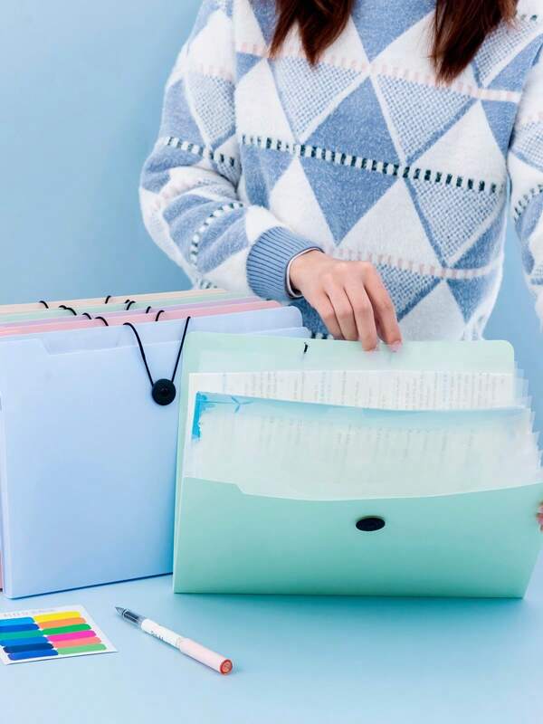 1 Stück 5-Fach Akkordeon Datei Ordner für Studenten, süße transparente Einteilungstasche für A4 Mehrebenen-Aufbewahrungstasche, Schulanfang, Schulmaterial