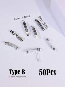 5-100pcs/Pack Regular Simple Metal Snap Hair Clips Claw Clips Hair Claws Hair Barrettes, School Stuff, Hair Accessories, Head Accessories, Hair Accessories For Women - Silver - View 22