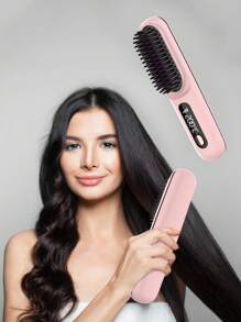Portable Cordless Hair Straightener Brush,Portable Straightening Brush With Negative Lon,Hot Comb Hair Straightener For Women, Lightweight & Mini To Carry Out