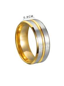 1pc Stainless Steel Flat Band Men's Ring - Yellow Gold - View 3