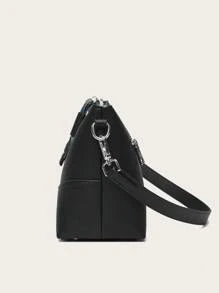 1 peça Bolsa mensageiro elegante para mulheres, cor sólida, alça removível, fecho de zíper, forro de poliéster, bolsa de ombro versátil para uso diário