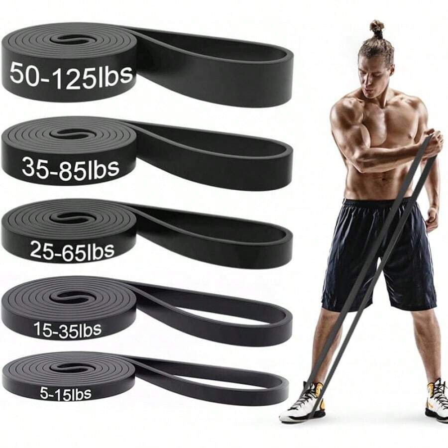 Bandas de asistencia para dominadas, bandas de resistencia, set de bandas de asistencia para dominadas para hombres y mujeres, bandas de ejercicio y entrenamiento, estiramiento corporal, fisioterapia, entrenamiento muscular - Negro - Ver 1