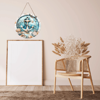 1 件地中海复古木制船舵装饰、航海圆形门牌、墙壁背景装饰、海洋主题家居配件、咖啡厅和宾馆创意礼物