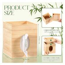 Bamboo Tissue Box Cover With Detachable Storage Tray For Home Office Bathroom, Square Holder Compatible With Standard Tissues, 6x6x7.4 Inch Natural Decor - Nhiều màu - Xem 2