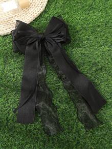 topshiny 1pc Elegant Soft Black Lace Net Bow Decor Hair Clip With Ribbon Claw Clips Hair Claws Hair Barrettes