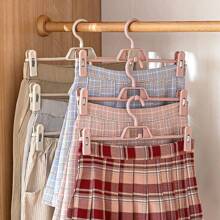 10pcs Clip Hangers Hooks Non-Marking Home Plastic Non-Slip Pants Clips Children Clothes Hangers Skirt Clips Bedroom Wardrobe Clothing Store Bathroom Multipurpose Storage, Simple Spring/Summer