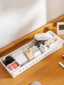 1 pieza Organizador de escritorio de plástico con múltiples compartimentos y divisor, caja de almacenamiento para oficina, hogar, baño, clasificación de suministros de cocina