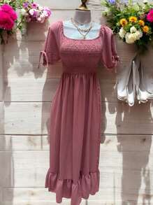 VESTIDO LARGO TIPO CAMPESINO CON MANGA MOD. ALY - Rosa Chicle - Ver 8