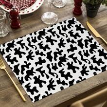 2/4pcs Simple Geometric Square Placemats, Abstract Neutral Style Artwork In Black & White, Blue, And Brown Linen Tablemats, Suitable For Daily Dining Table, Kitchen, Dining Room Decor, Home Decor, Holiday Decor, Tabletop Decor, Outdoor Picnic Decor, And Gifts, 12x16.5 Inches