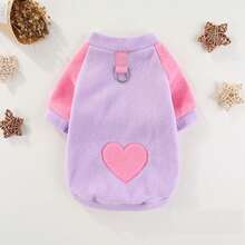 Disfraz para perro, suave, cálido, con corazón en contraste, para interior y exterior, chaqueta de invierno, ropa para mascotas. - Morado - Ver 2