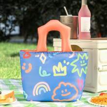 1 Bolsa Grossa para Lanche com Isolamento, Bolsa para Lanche com Desenho à Mão Livre, para Estudante e Trabalhador de Escritório, com Arroz