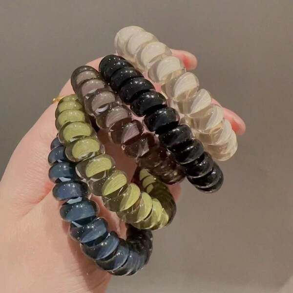 5 peças de elásticos para cabelo em espiral, altamente elásticos e sem vincos, prendedores de rabo de cavalo versáteis e sem vincos, acessórios para cabelo, elásticos para cabelo, elásticos para cabelo, cordas para cabelo