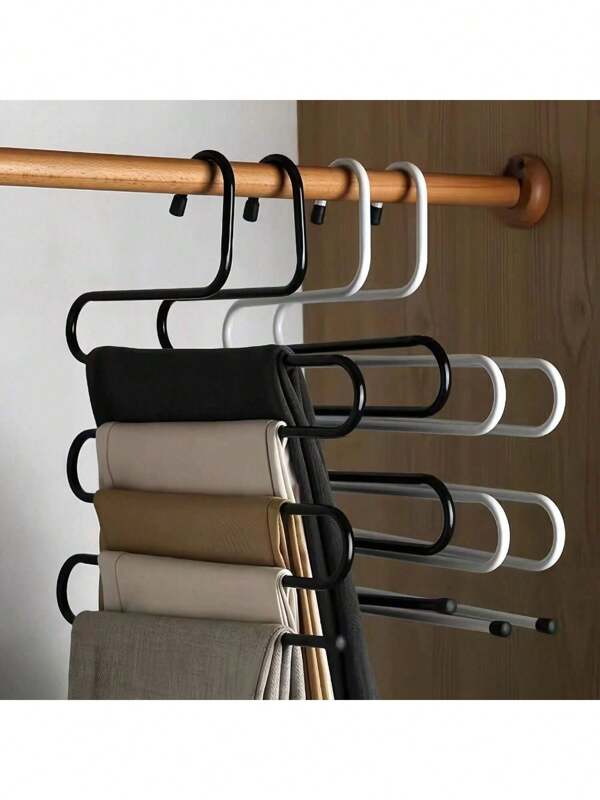 1pc Stainless Steel Multi-Functional S-Shaped Pants Rack, Clothes Hanger Closet Storage Organizer