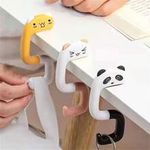 4pcs Cute Cartoon Animal Portable Hook Hanger Clips, With Plastic Hook, For Hanging Bags, Keys & Decor Accessories