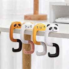 4pcs Cute Cartoon Animal Portable Hook Hanger Clips, With Plastic Hook, For Hanging Bags, Keys & Decor Accessories