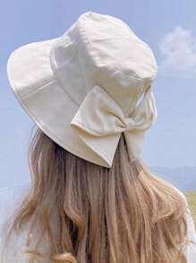 Vielseitiger Fischerhut Frühling und Herbst Schleife Mode Lässig UV-Schutz Hut koreanische Ausgabe UV-Schutz Topfhut Damen