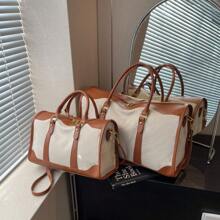 حقيبة سفر كبيرة السعة ذات لون مكتلب، مع إغلاق بسحاب، مناسبة للرحلات التجارية والسياحية وحقيبة المدرسة وملحقاتها