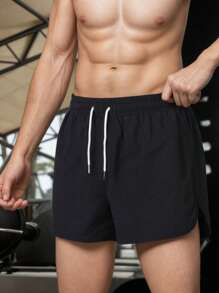 Men's Casual Sports Solid Color Drawstring Shorts, Spring/Summer